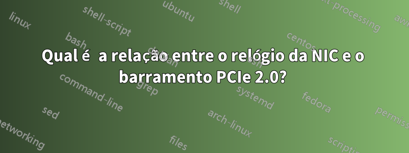 Qual é a relação entre o relógio da NIC e o barramento PCIe 2.0?
