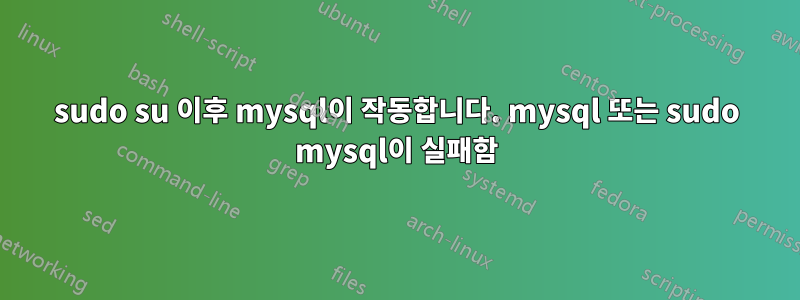 sudo su 이후 mysql이 작동합니다. mysql 또는 sudo mysql이 실패함