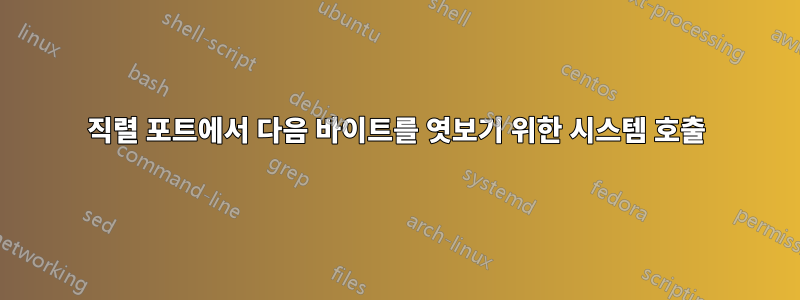 직렬 포트에서 다음 바이트를 엿보기 위한 시스템 호출