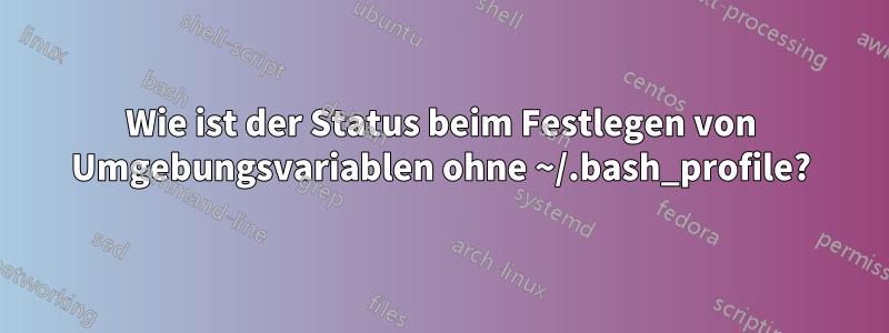 Wie ist der Status beim Festlegen von Umgebungsvariablen ohne ~/.bash_profile?