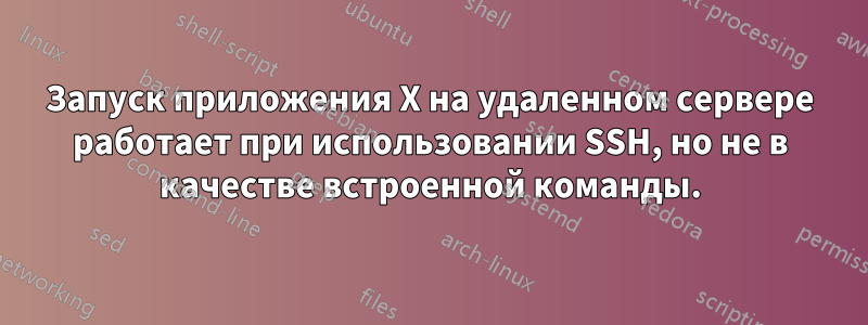 Запуск приложения X на удаленном сервере работает при использовании SSH, но не в качестве встроенной команды.