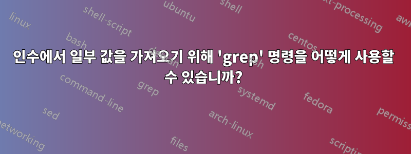 인수에서 일부 값을 가져오기 위해 'grep' 명령을 어떻게 사용할 수 있습니까?