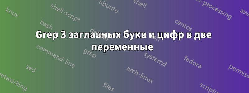 Grep 3 заглавных букв и цифр в две переменные 