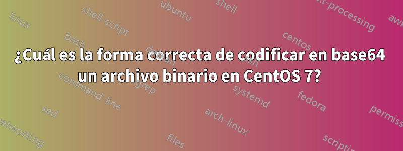 ¿Cuál es la forma correcta de codificar en base64 un archivo binario en CentOS 7?