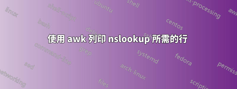 使用 awk 列印 nslookup 所需的行