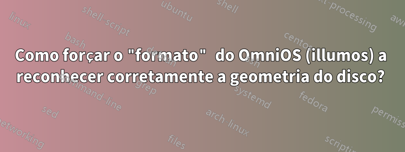 Como forçar o "formato" do OmniOS (illumos) a reconhecer corretamente a geometria do disco?