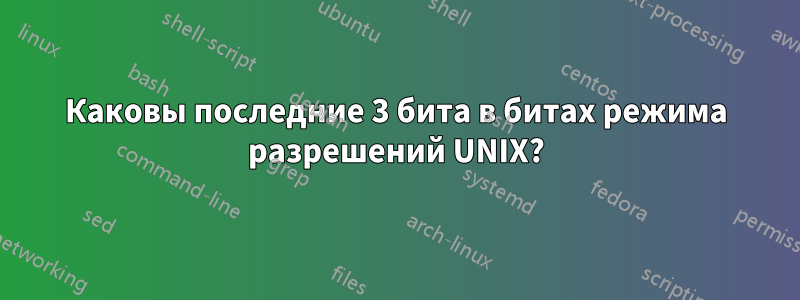 Каковы последние 3 бита в битах режима разрешений UNIX?