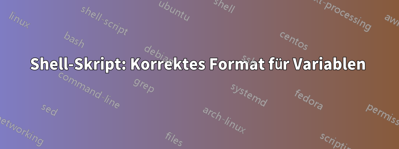 Shell-Skript: Korrektes Format für Variablen