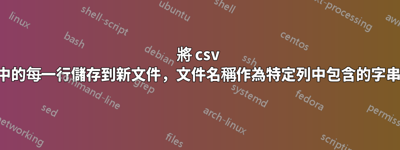 將 csv 中的每一行儲存到新文件，文件名稱作為特定列中包含的字串