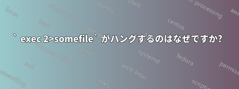 ` exec 2>somefile` がハングするのはなぜですか? 