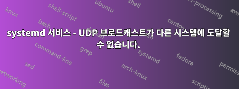 systemd 서비스 - UDP 브로드캐스트가 다른 시스템에 도달할 수 없습니다.