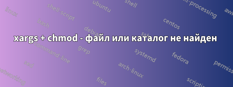 xargs + chmod - файл или каталог не найден