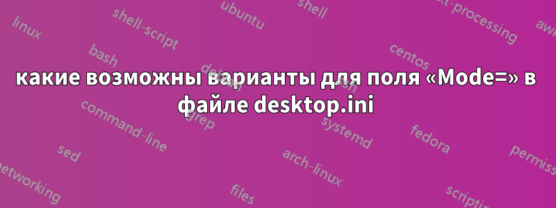 какие возможны варианты для поля «Mode=» в файле desktop.ini