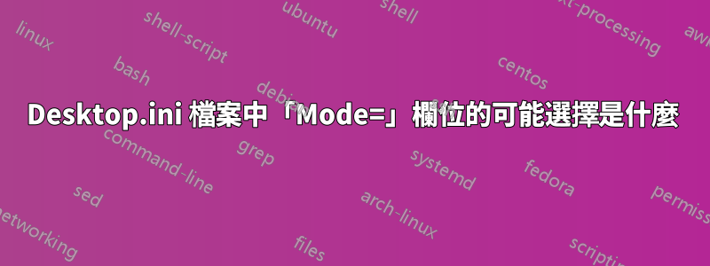 Desktop.ini 檔案中「Mode=」欄位的可能選擇是什麼