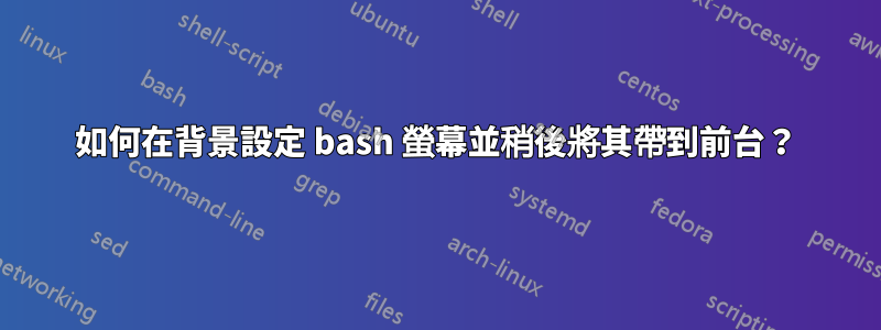 如何在背景設定 bash 螢幕並稍後將其帶到前台？