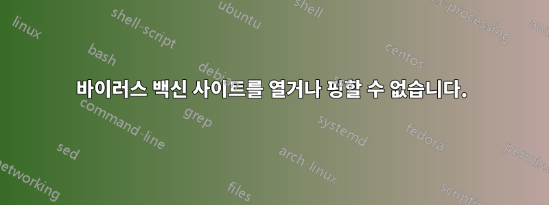 바이러스 백신 사이트를 열거나 핑할 수 없습니다.