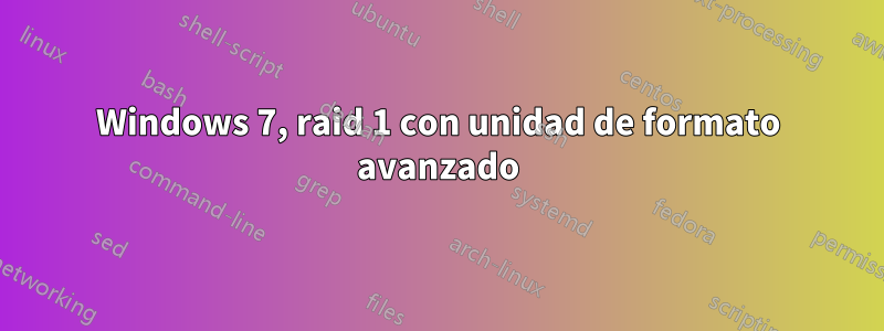 Windows 7, raid 1 con unidad de formato avanzado