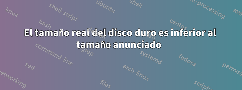 El tamaño real del disco duro es inferior al tamaño anunciado 