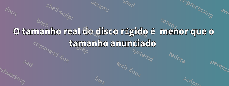 O tamanho real do disco rígido é menor que o tamanho anunciado 