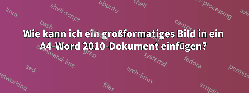 Wie kann ich ein großformatiges Bild in ein A4-Word 2010-Dokument einfügen?