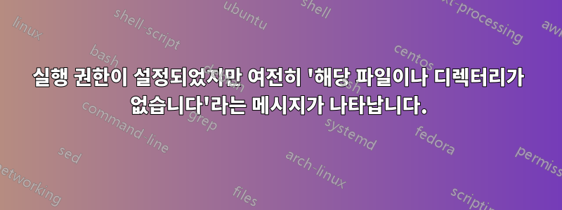 실행 권한이 설정되었지만 여전히 '해당 파일이나 디렉터리가 없습니다'라는 메시지가 나타납니다.