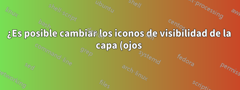 ¿Es posible cambiar los iconos de visibilidad de la capa (ojos) para que sean más legibles en Photoshop Elements 11?