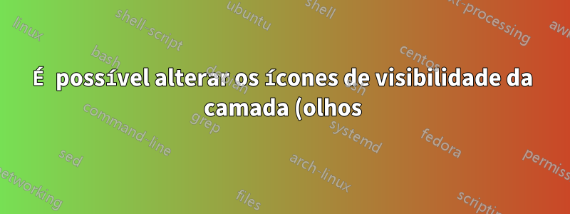 É possível alterar os ícones de visibilidade da camada (olhos) para serem mais legíveis no Photoshop Elements 11?