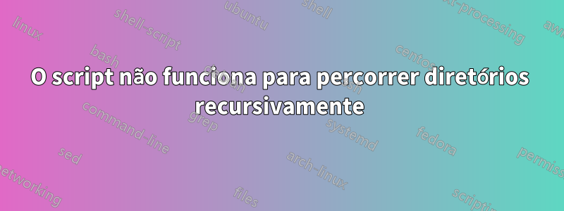 O script não funciona para percorrer diretórios recursivamente