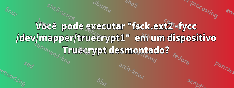 Você pode executar "fsck.ext2 -fycc /dev/mapper/truecrypt1" em um dispositivo Truecrypt desmontado?