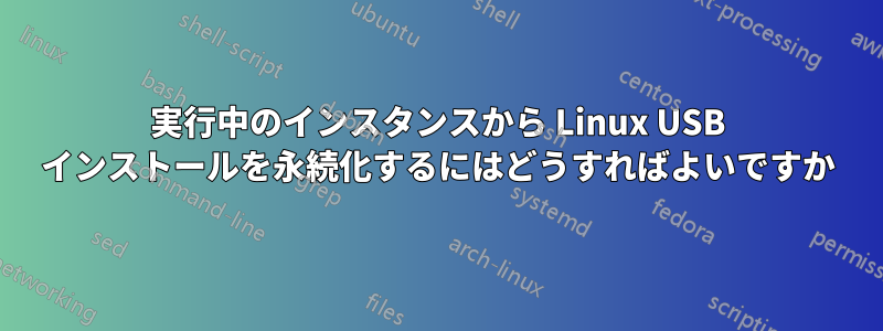 実行中のインスタンスから Linux USB インストールを永続化するにはどうすればよいですか