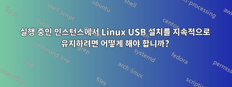 실행 중인 인스턴스에서 Linux USB 설치를 지속적으로 유지하려면 어떻게 해야 합니까?