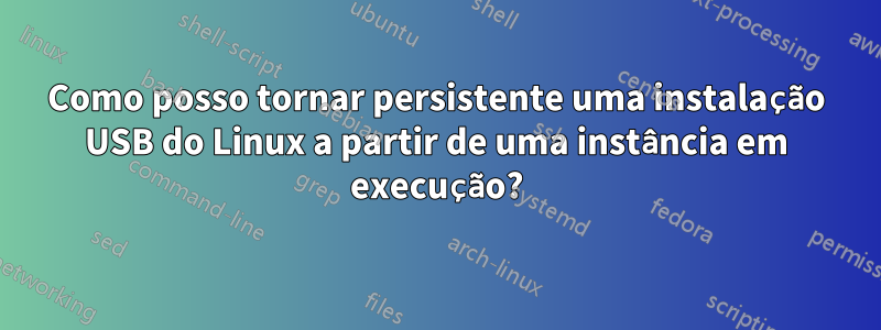 Como posso tornar persistente uma instalação USB do Linux a partir de uma instância em execução?