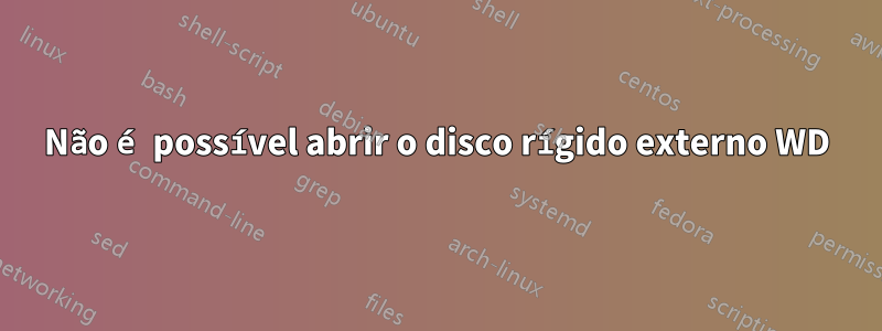 Não é possível abrir o disco rígido externo WD