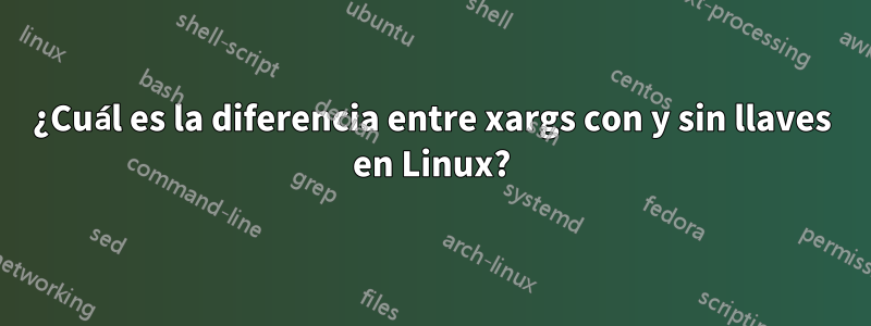 ¿Cuál es la diferencia entre xargs con y sin llaves en Linux?