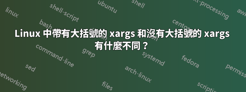 Linux 中帶有大括號的 xargs 和沒有大括號的 xargs 有什麼不同？