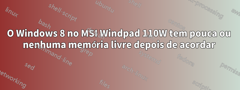 O Windows 8 no MSI Windpad 110W tem pouca ou nenhuma memória livre depois de acordar