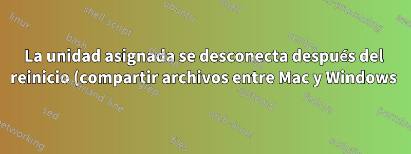 La unidad asignada se desconecta después del reinicio (compartir archivos entre Mac y Windows)