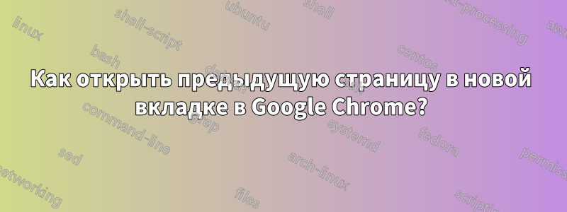 Как открыть предыдущую страницу в новой вкладке в Google Chrome?