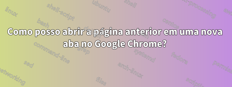 Como posso abrir a página anterior em uma nova aba no Google Chrome?