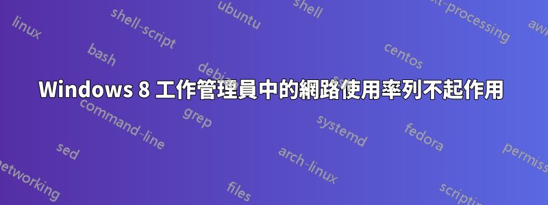 Windows 8 工作管理員中的網路使用率列不起作用