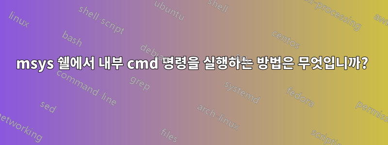 msys 쉘에서 내부 cmd 명령을 실행하는 방법은 무엇입니까?