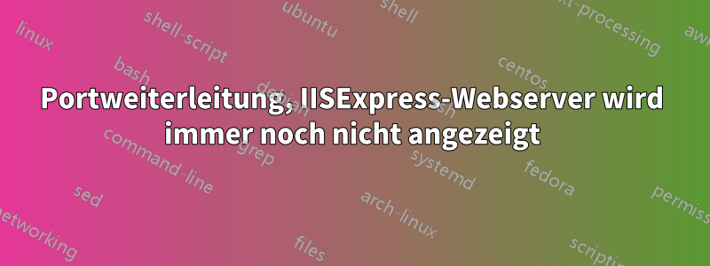 Portweiterleitung, IISExpress-Webserver wird immer noch nicht angezeigt