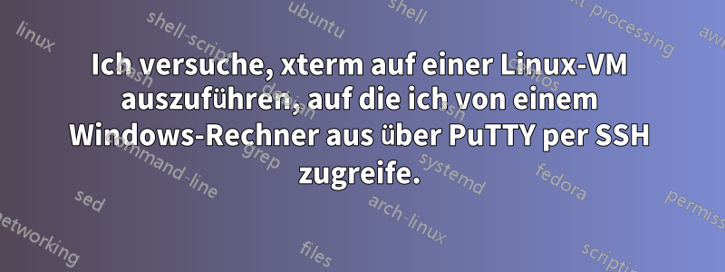 Ich versuche, xterm auf einer Linux-VM auszuführen, auf die ich von einem Windows-Rechner aus über PuTTY per SSH zugreife.