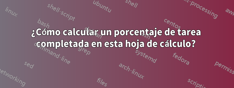 ¿Cómo calcular un porcentaje de tarea completada en esta hoja de cálculo?