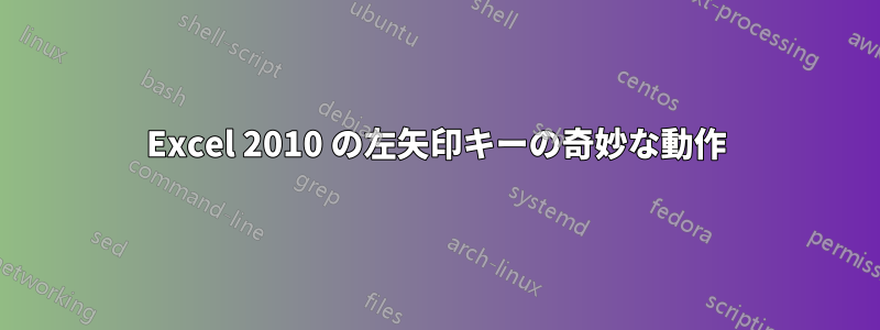 Excel 2010 の左矢印キーの奇妙な動作