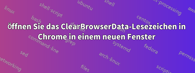 Öffnen Sie das ClearBrowserData-Lesezeichen in Chrome in einem neuen Fenster