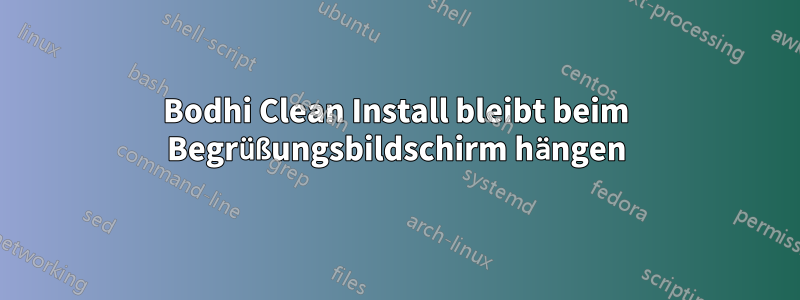 Bodhi Clean Install bleibt beim Begrüßungsbildschirm hängen