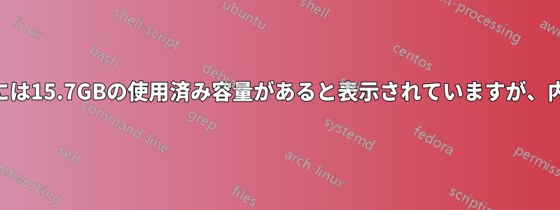 私のUSBフラッシュドライブには15.7GBの使用済み容量があると表示されていますが、内部のフォルダはすべて空です