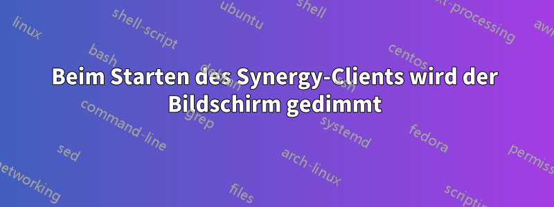 Beim Starten des Synergy-Clients wird der Bildschirm gedimmt