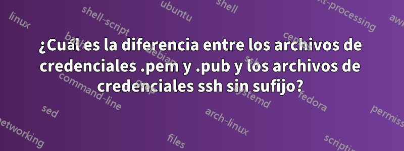 ¿Cuál es la diferencia entre los archivos de credenciales .pem y .pub y los archivos de credenciales ssh sin sufijo?